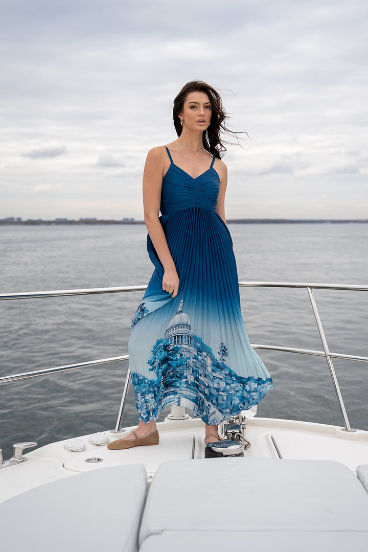Comet Strap Pleated Maxi Dress