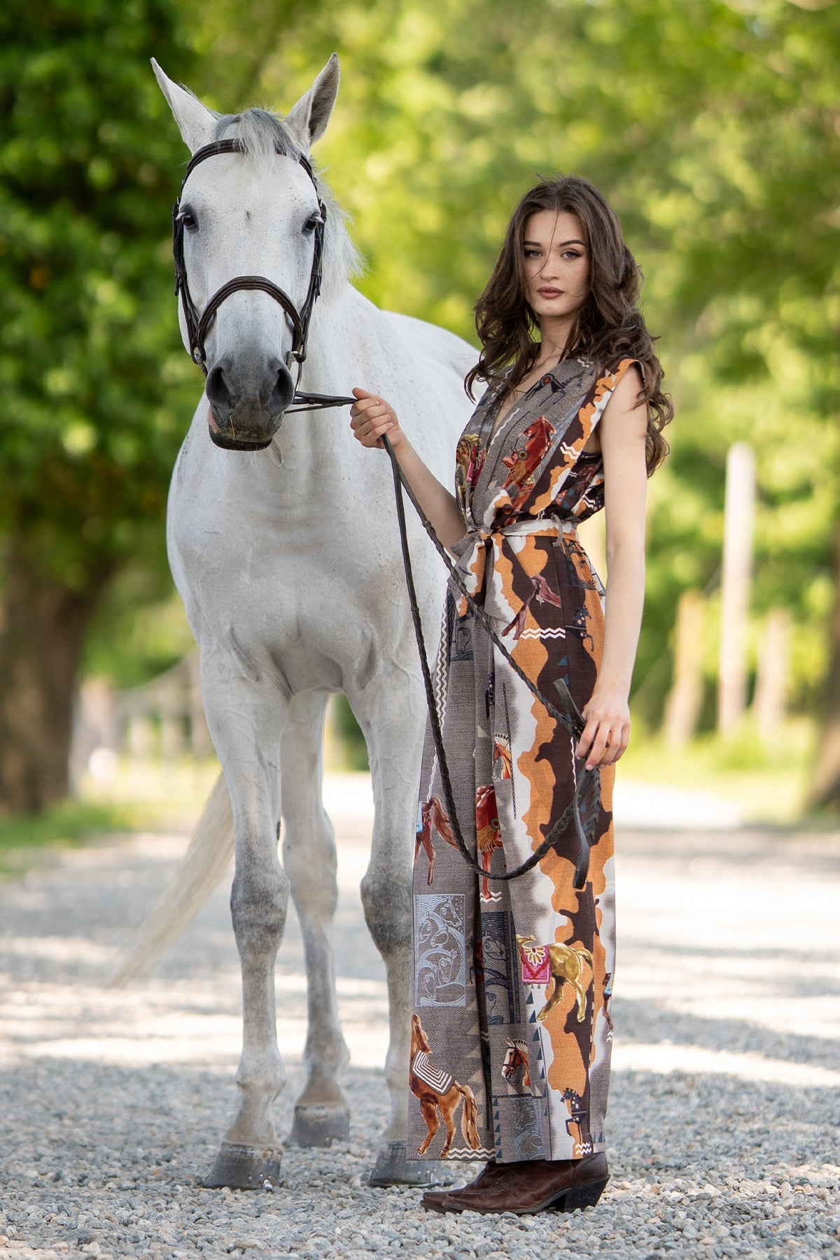 Ranna Gill Irish Horse Print Collection 2025 with designer jackets, pants, jumpsuits, and statement outfits inspired by equestrian motifs