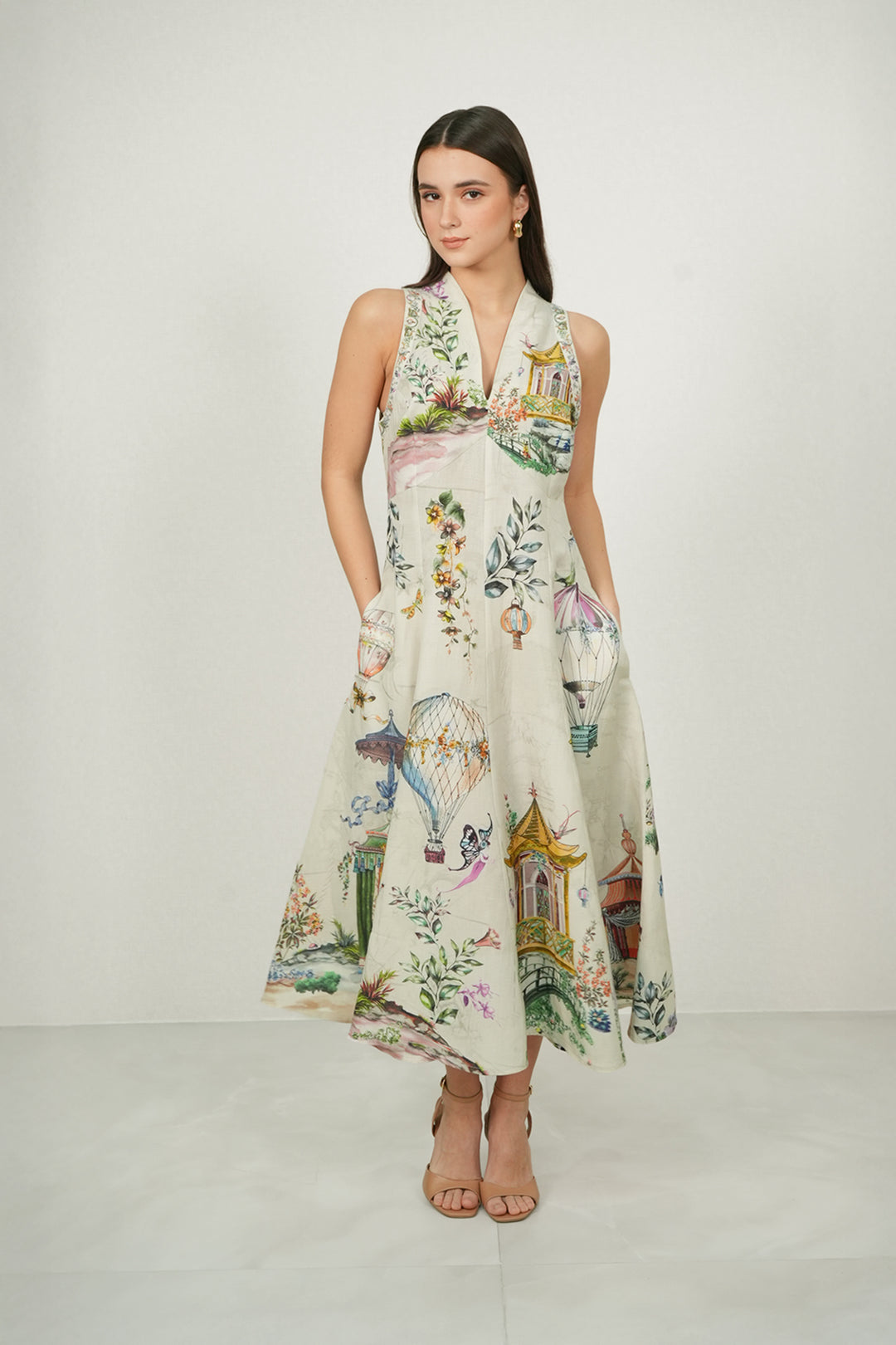 chinese dress ladies Anthropologie Ranna Gill Leopard Print Midi Dress Size Medium – Ernest Grace main image 1