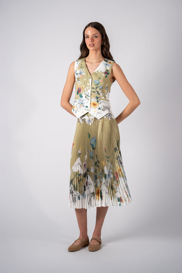 Lirena Waistcoat and Pleated Skirt set