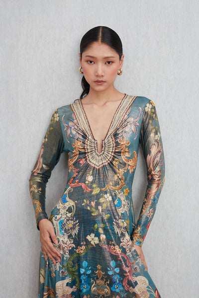 Marilla Gathered Midi Dress