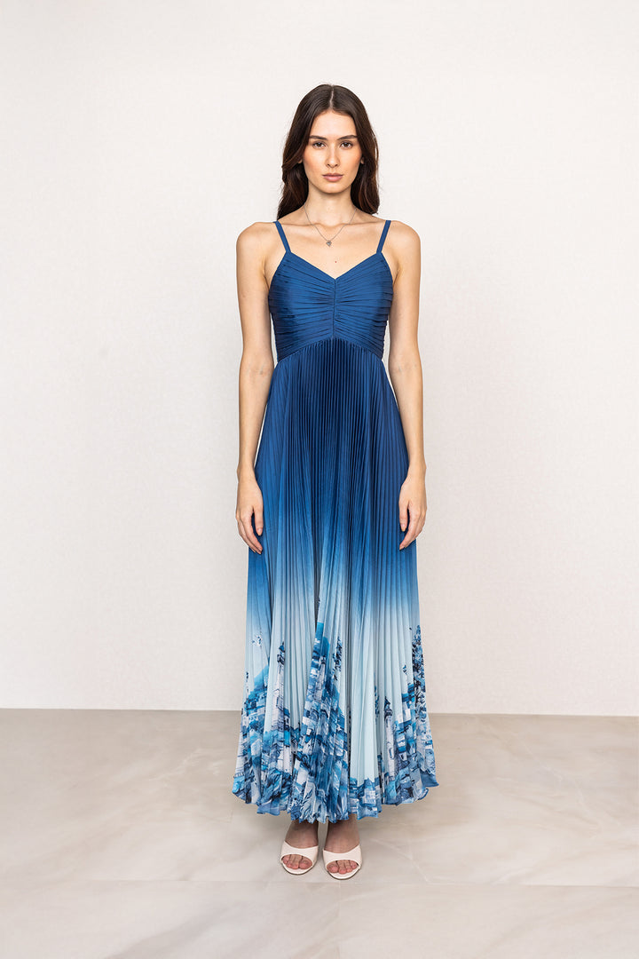 Comet Strap Pleated Maxi Dress
