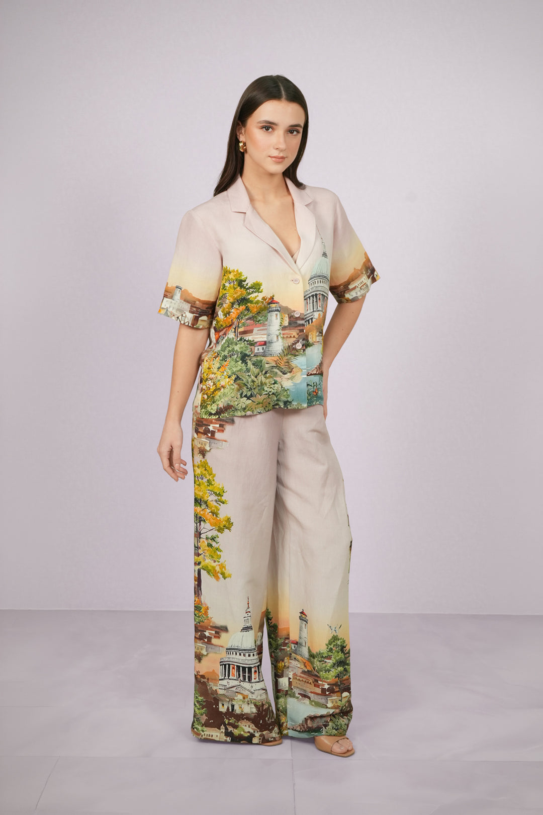 Ravena Knotch Collar Shirt and Pants