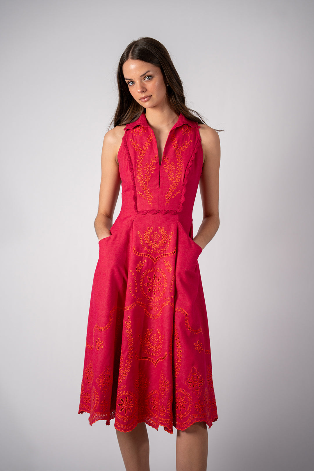 Delore Collared Halter Dress