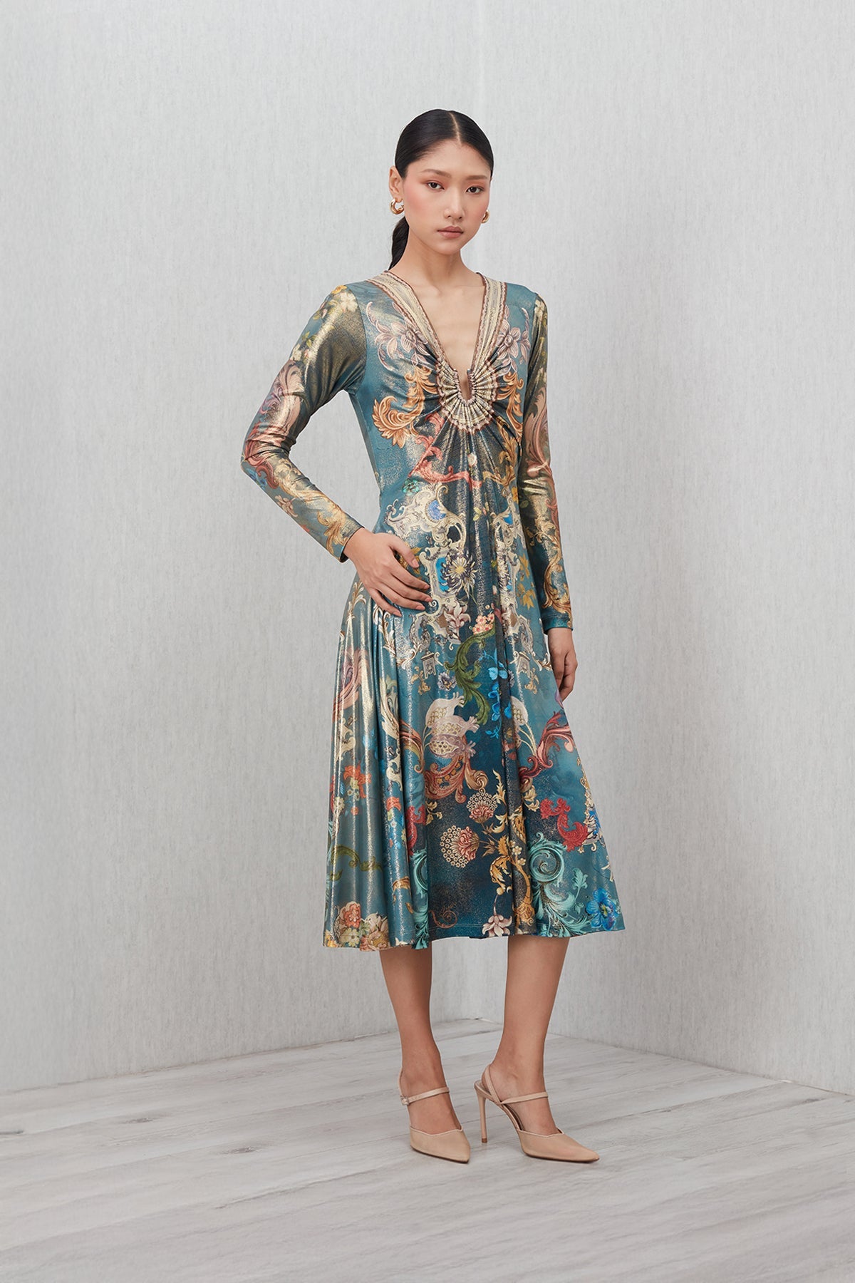 Marilla Gathered Midi Dress