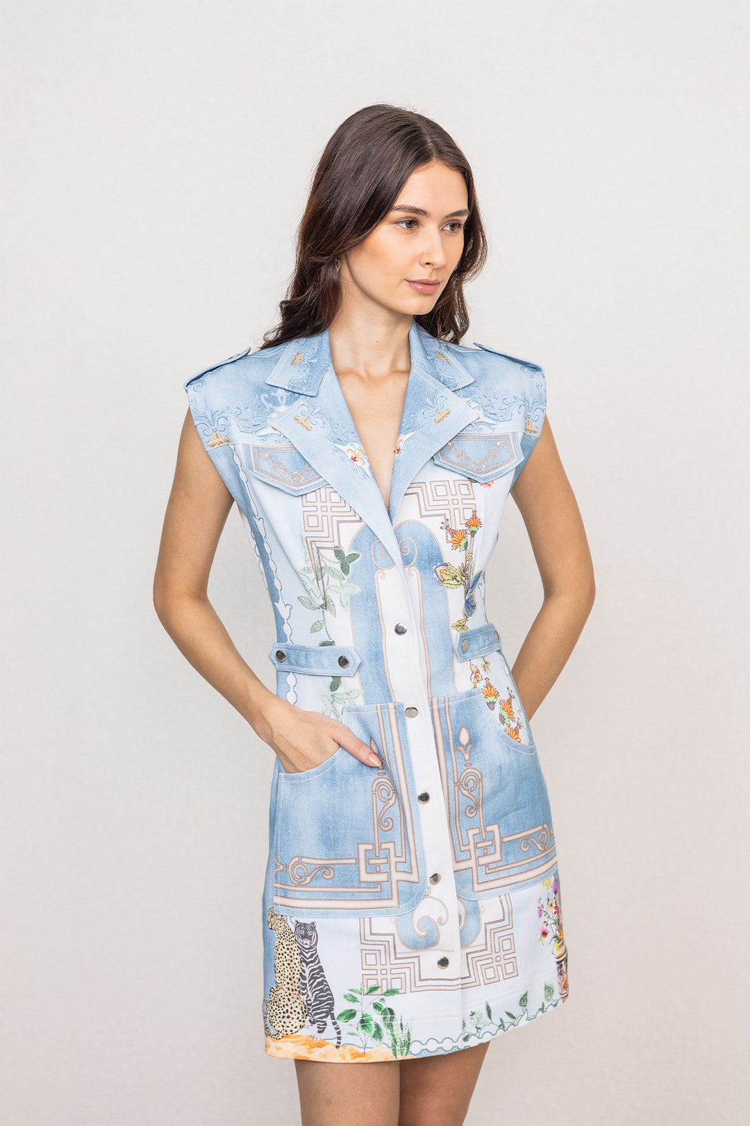Dia Mirza in Koi Shirt Mini Dress