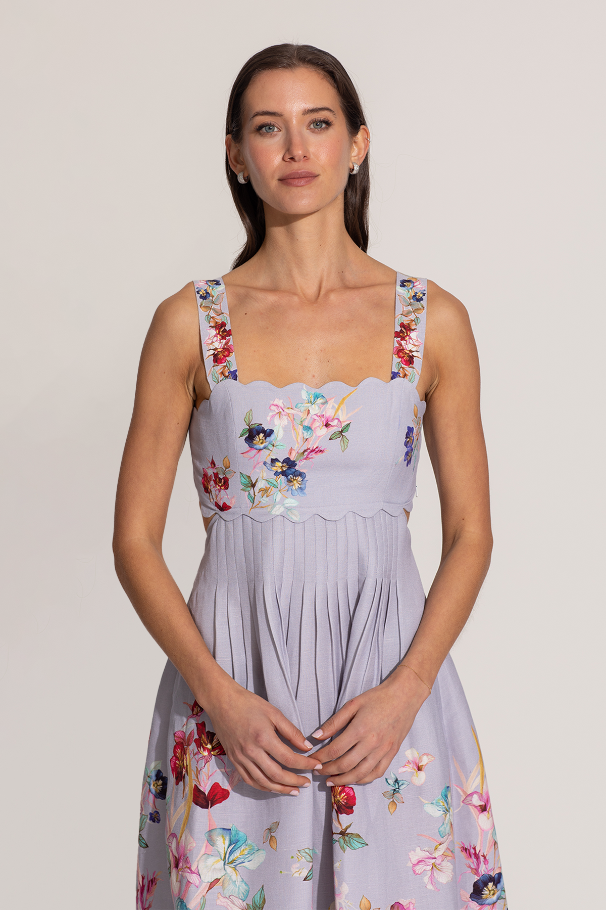 Anaya Scalop Bodice Midi Dress