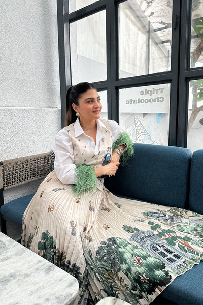 Khushnaz Ashdin Turner in Solstice Shirt & Skirt