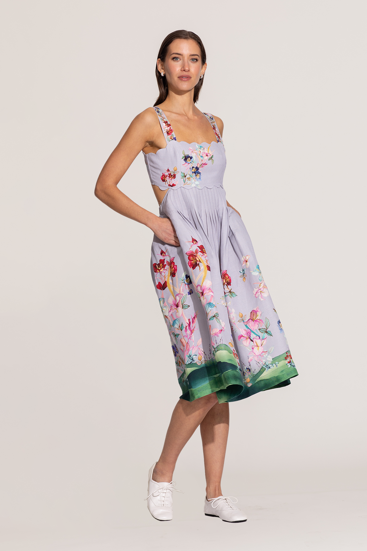 Anaya Scalop Bodice Midi Dress