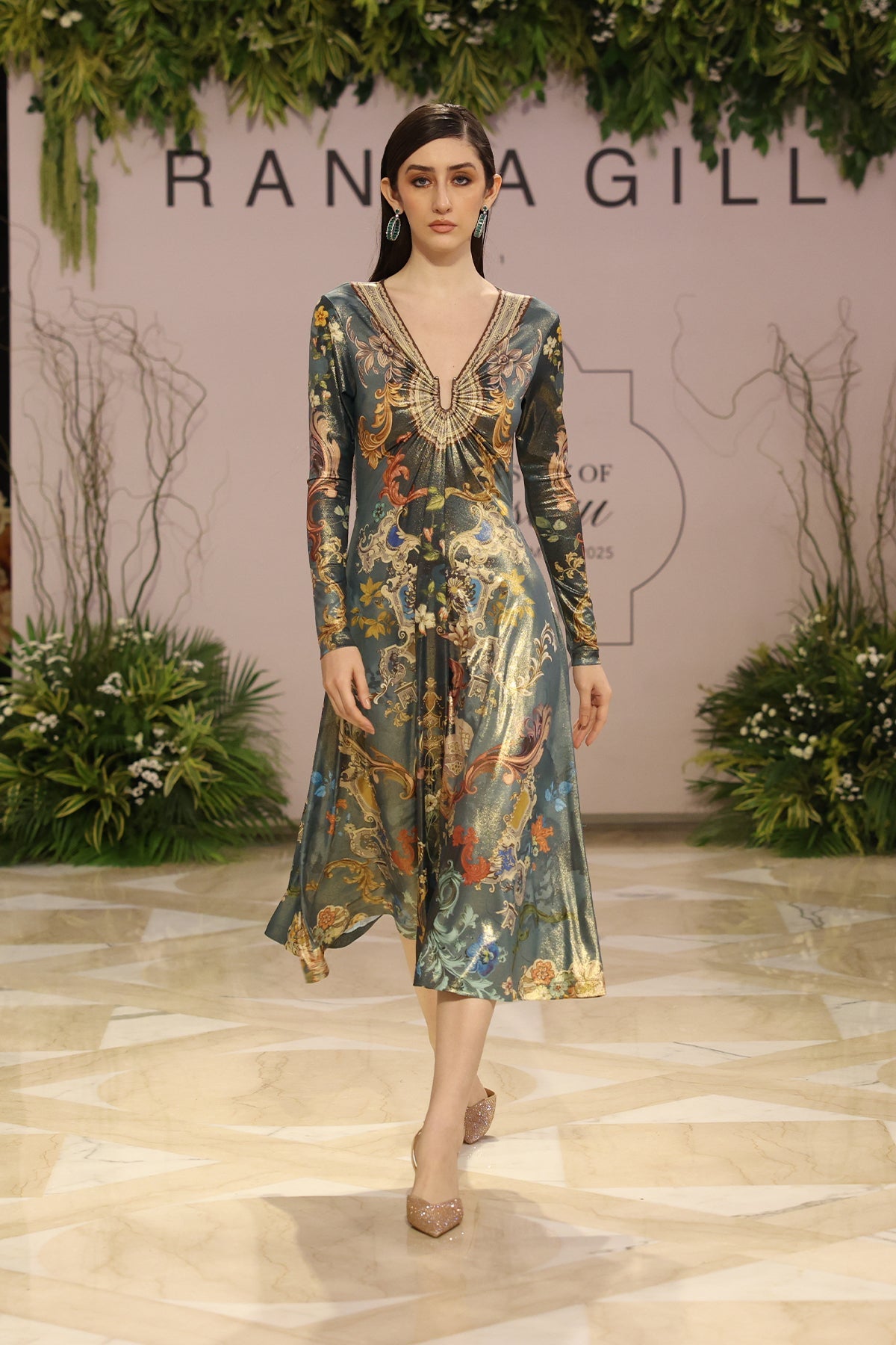 Marilla Gathered Midi Dress