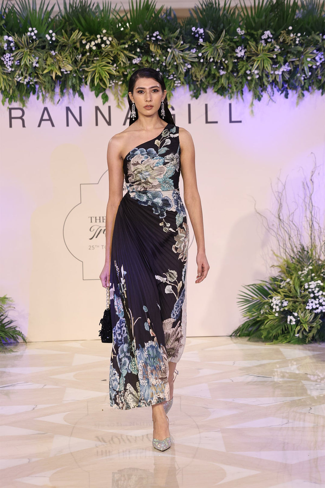 Ranna Gill Amelia Asymmetric Pleated Dress | Designer Black Blooms By Ranna Gill L Ranna Gill Amelia Asymmetric Pleated Dress | Designer Black Blooms By Ranna Gill L