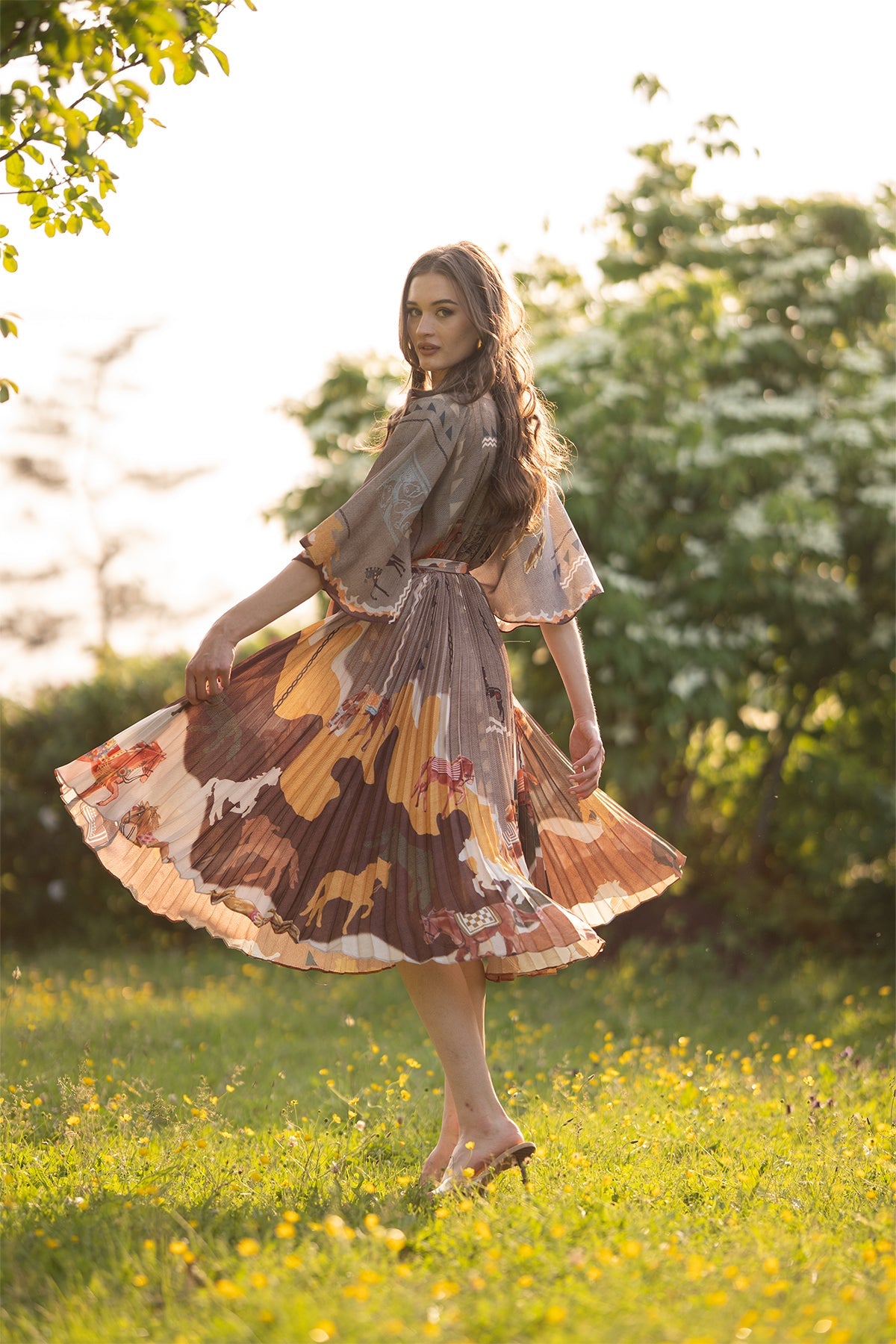 Vali Pleated Wrap Midi Dress