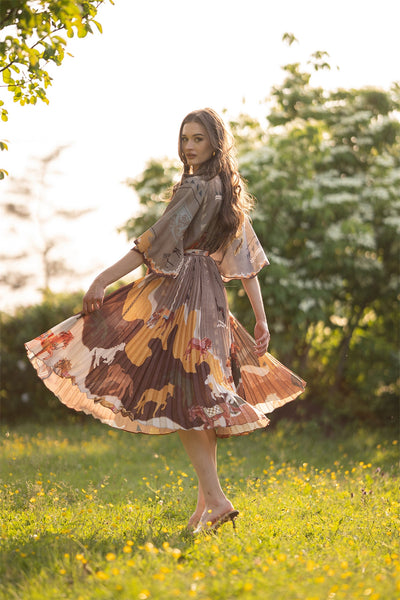 Vali Pleated Wrap Midi Dress