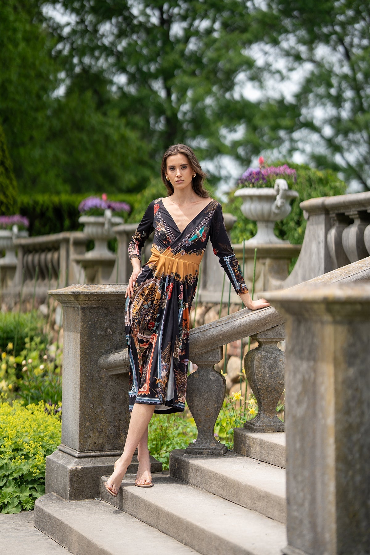 Flo Draped Overlap Midi Dress