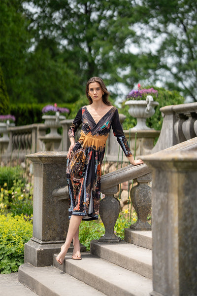 Flo Draped Overlap Midi Dress