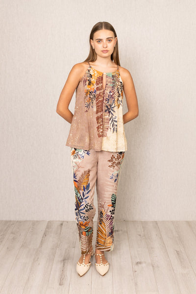 A floral top and pants