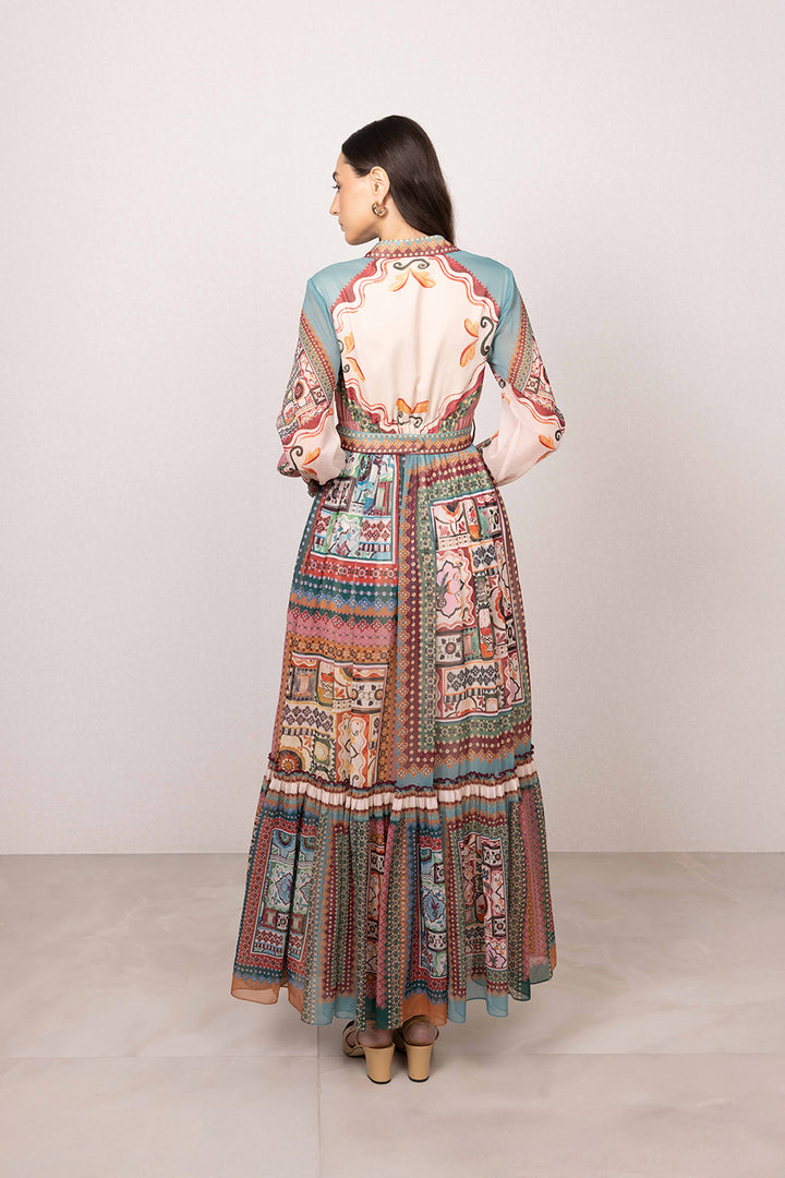 Rivaan Tiered Collar Maxi Dress