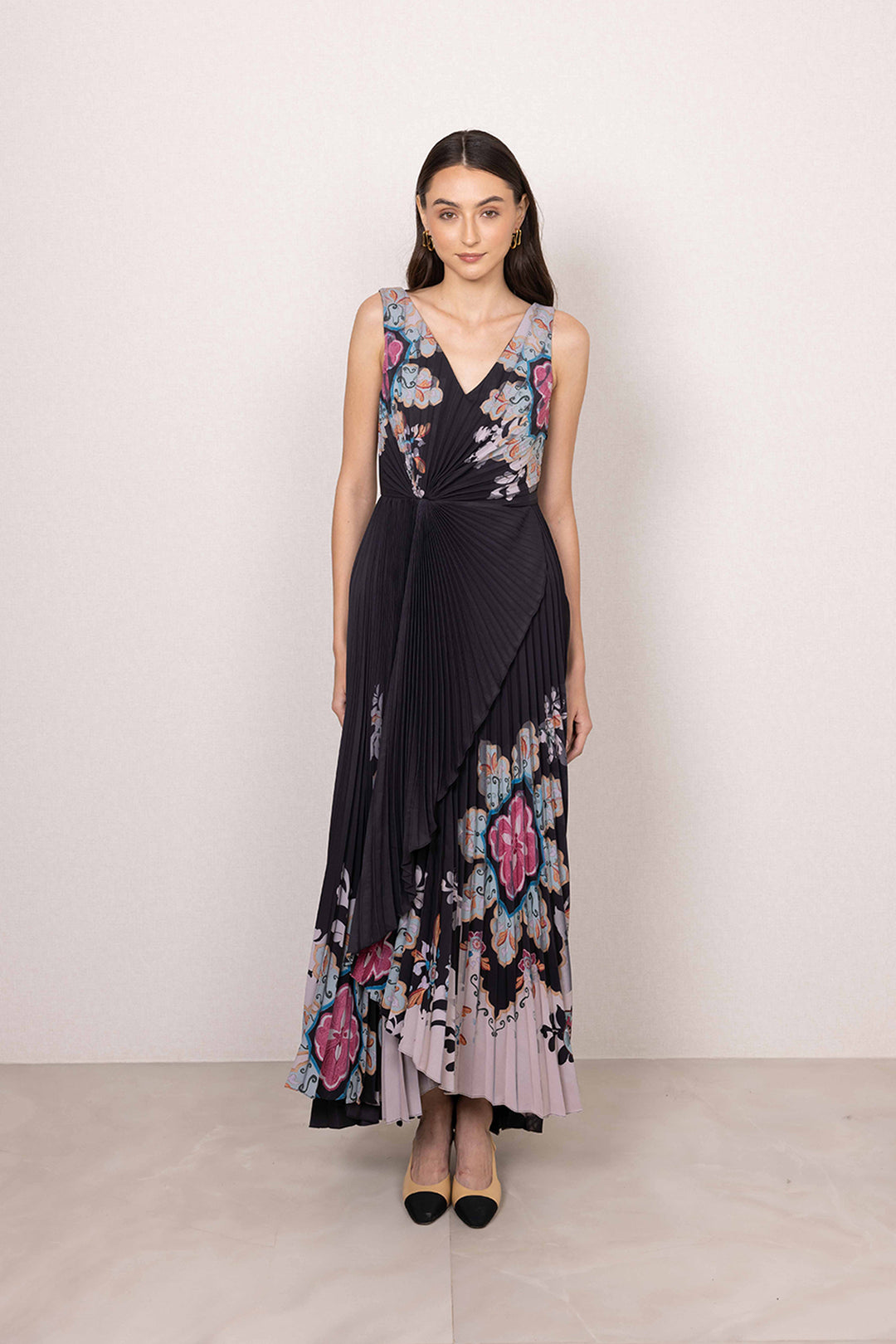 Zahira Overlap Pleated Dress