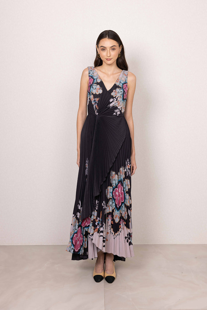 Zahira Overlap Pleated Dress