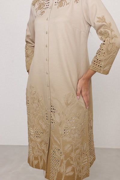 Ranna Gill Azira Golden Tunic Set with tonal embroidery & bishop sleeves.