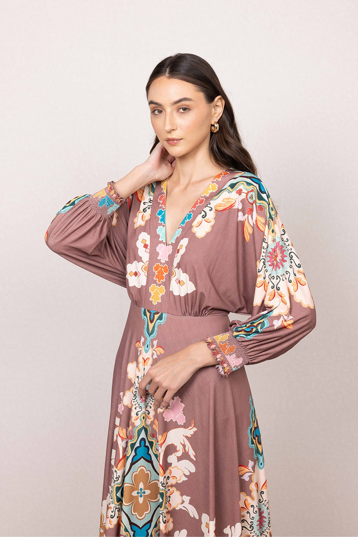 Arelis V Neck Midi Dress