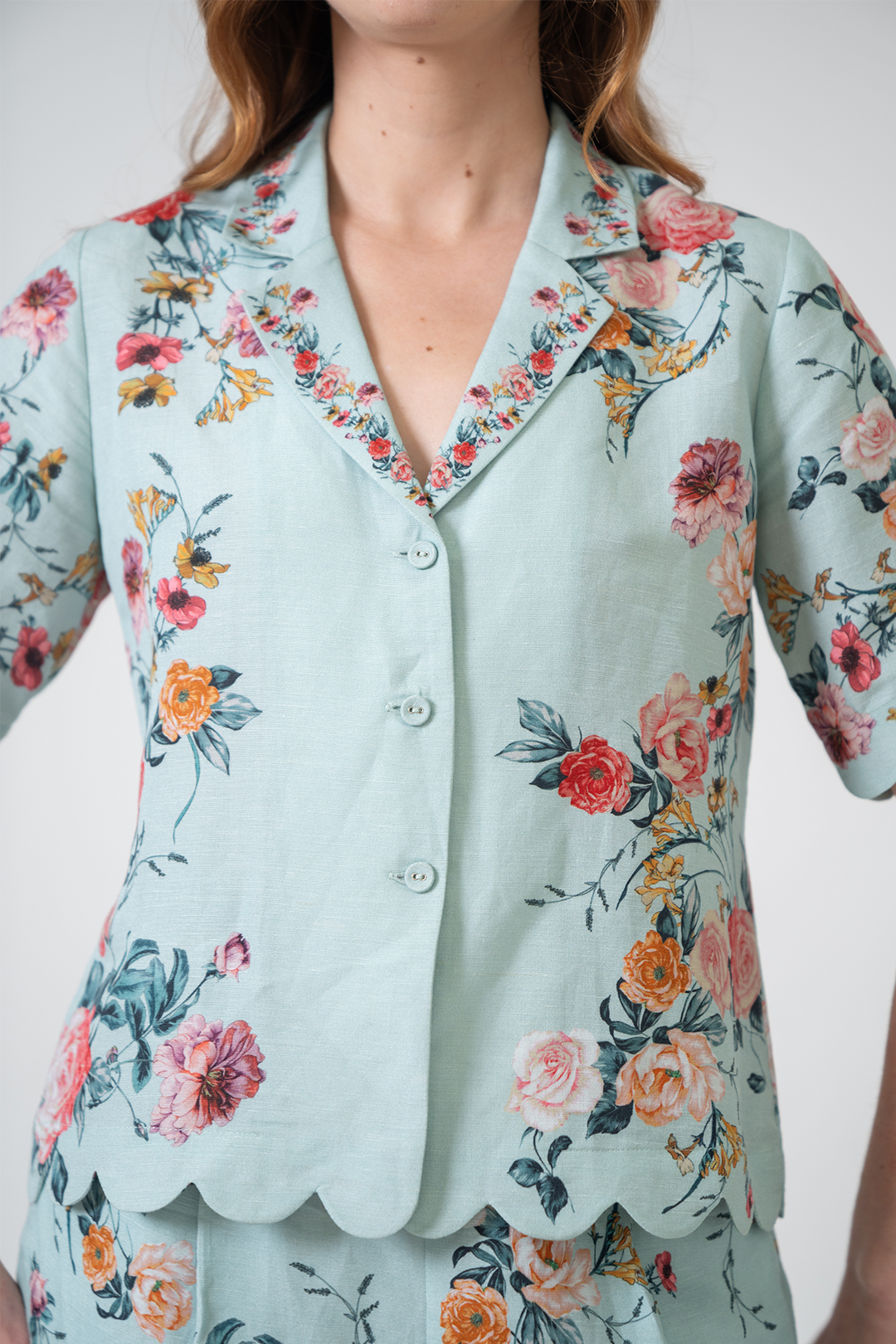 Liora Scalloped Button down Shirt