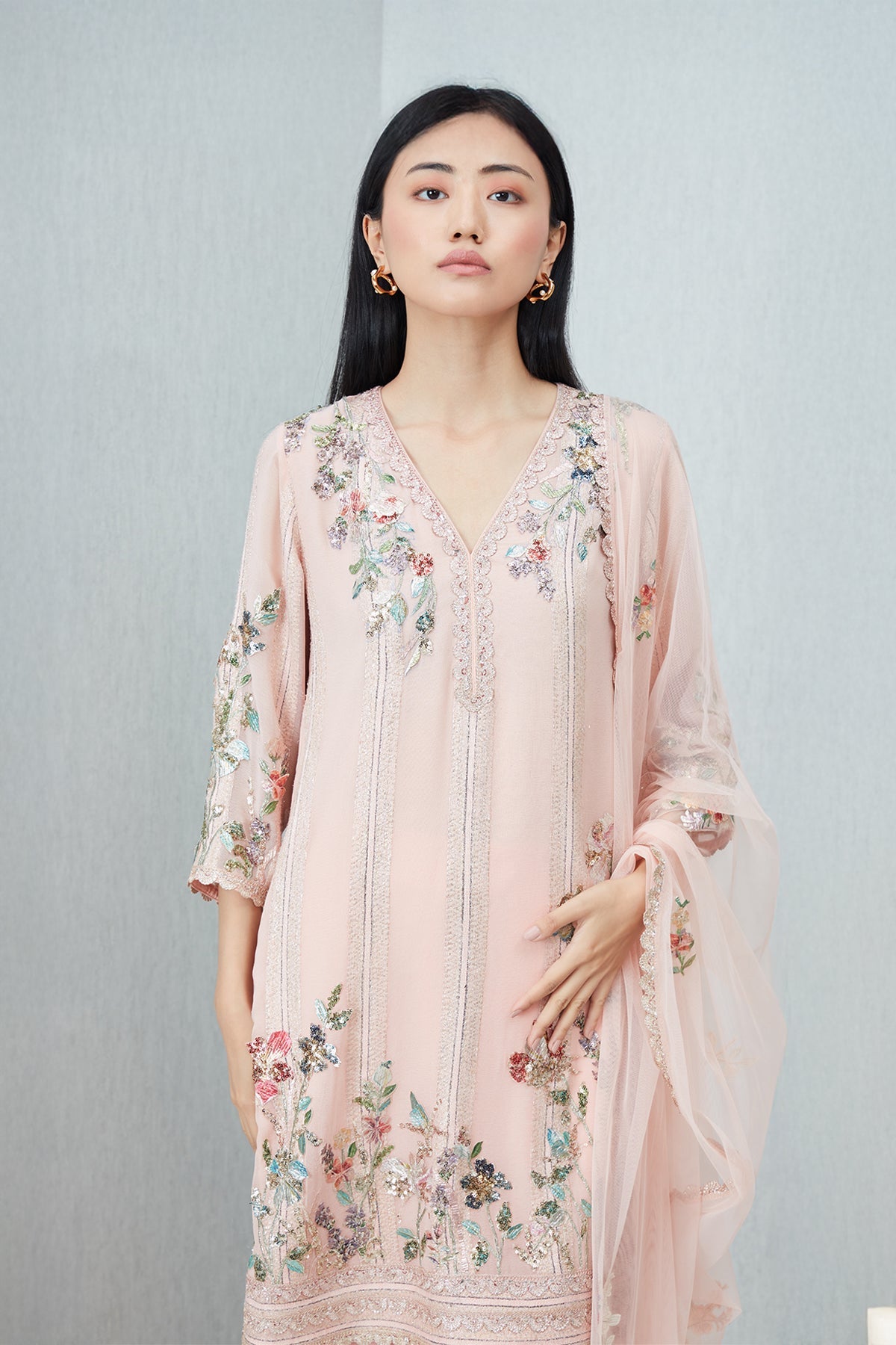 Ranna Gill Mason pink Bugla Lurex tunic set.