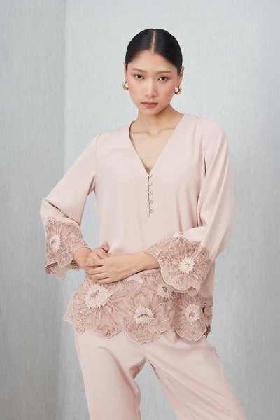 Ranna Gill Brume Dusty peach Royal Crinkle co-ord set.