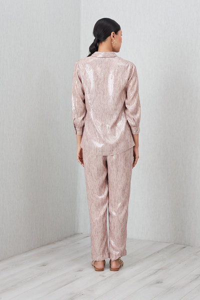 Ranna Gill Aveline dusty rose sequin co-ord set.