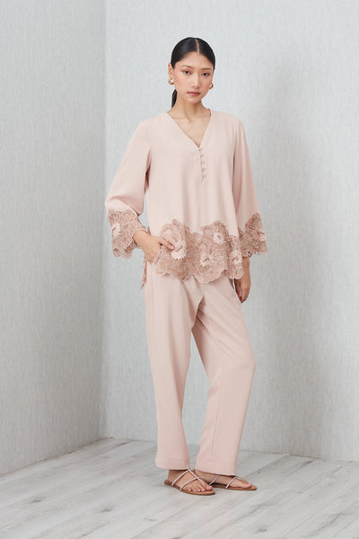 Ranna Gill Brume Dusty peach Royal Crinkle co-ord set.
