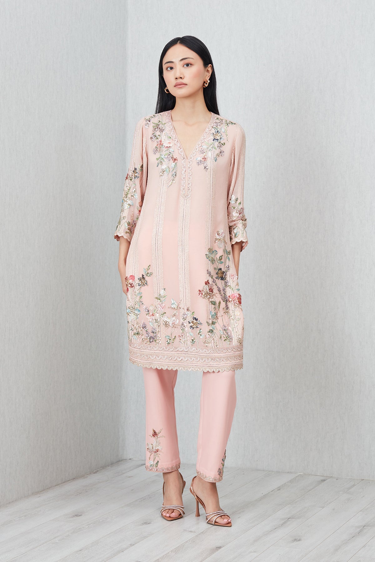 Ranna Gill Mason pink Bugla Lurex tunic set