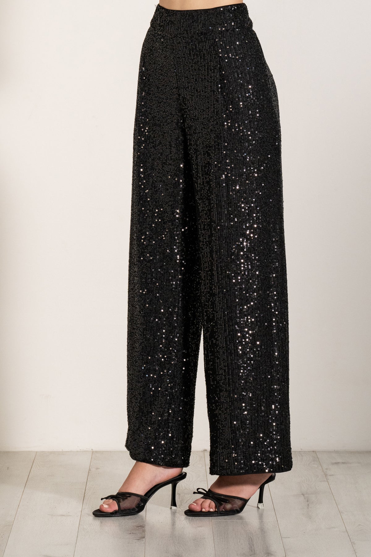 Ranna Gill Velden Sequin Pants in Black sequin.