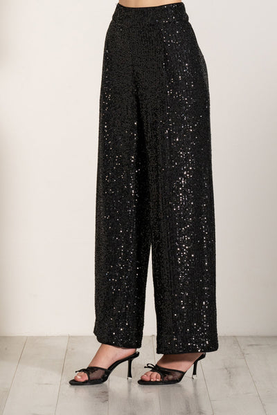 Ranna Gill Velden Sequin Pants in Black sequin.