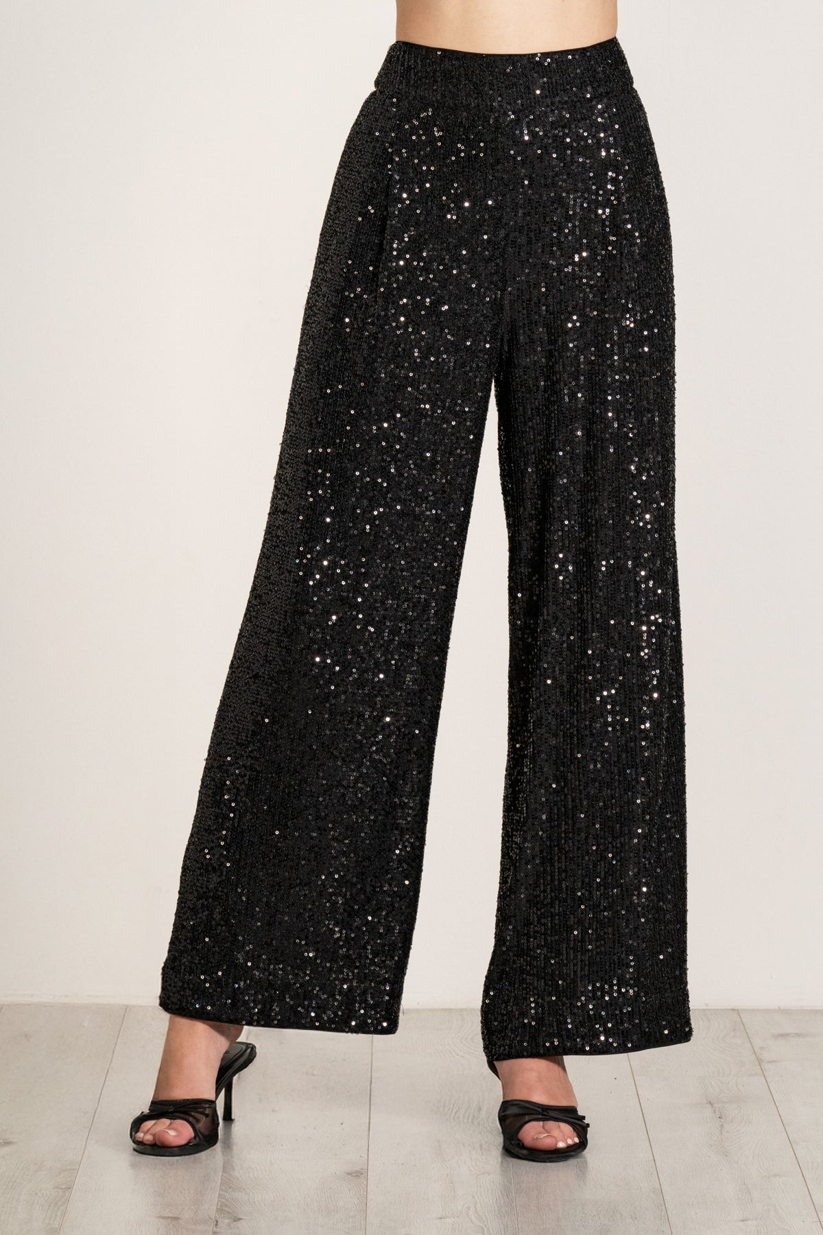 Ranna Gill Velden Sequin Pants in Black sequin.