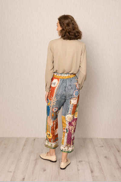 Ezra Buttondown Shirt by ranna gill in georgette with tonal crystal detailing and bishop sleeves.