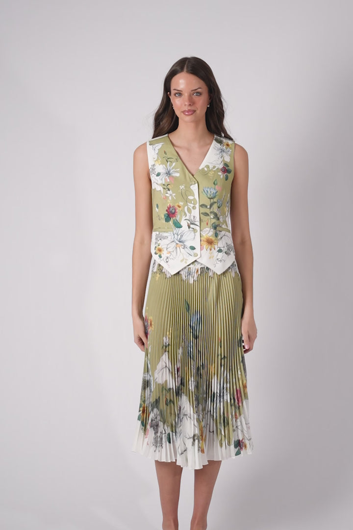 Lirena Waistcoat and Pleated Skirt set